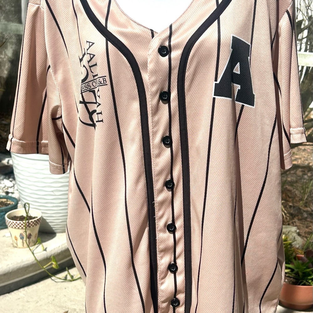 Aaliyah Women's Tan Button-Up Jersey Top Princess of R&B XL